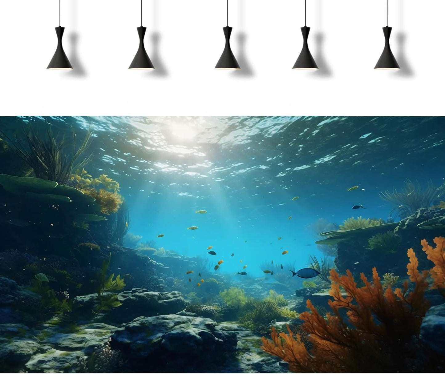 Ocean Floor Fish Tank Background Underwater Rock Aquarium Background Under The Sea Terrarium Backgrounds Aquatic Plants Sunlight Fish Tank Backgrounds Tropical Fish Aquarium Wallpaper 48x18in