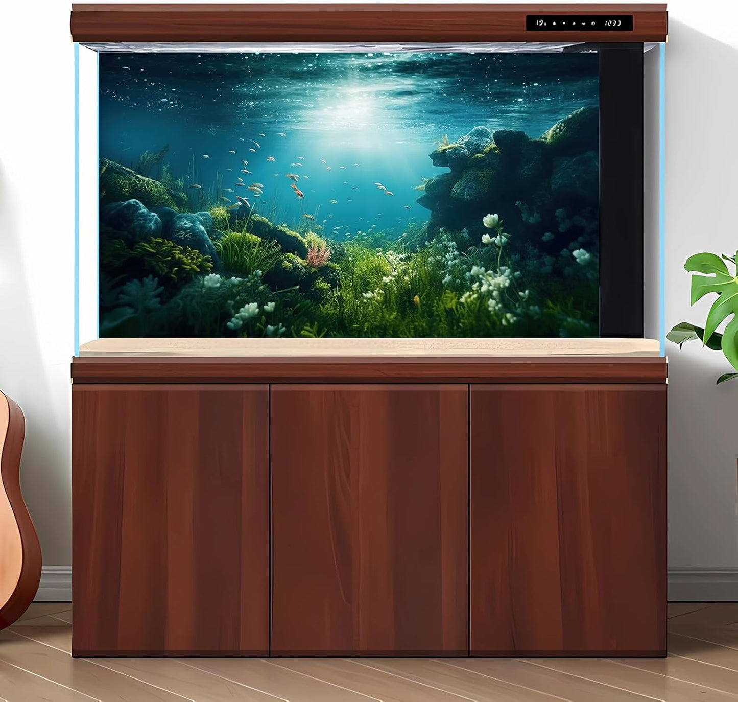 Underwater Aquarium Background Under The Sea Fish Tank Background Ocean Floor Green Aquatic Plants Aquarium Backgrounds Deep Sea Sunray Tropical Fish Aquarium Tank Backgrounds 36x20in