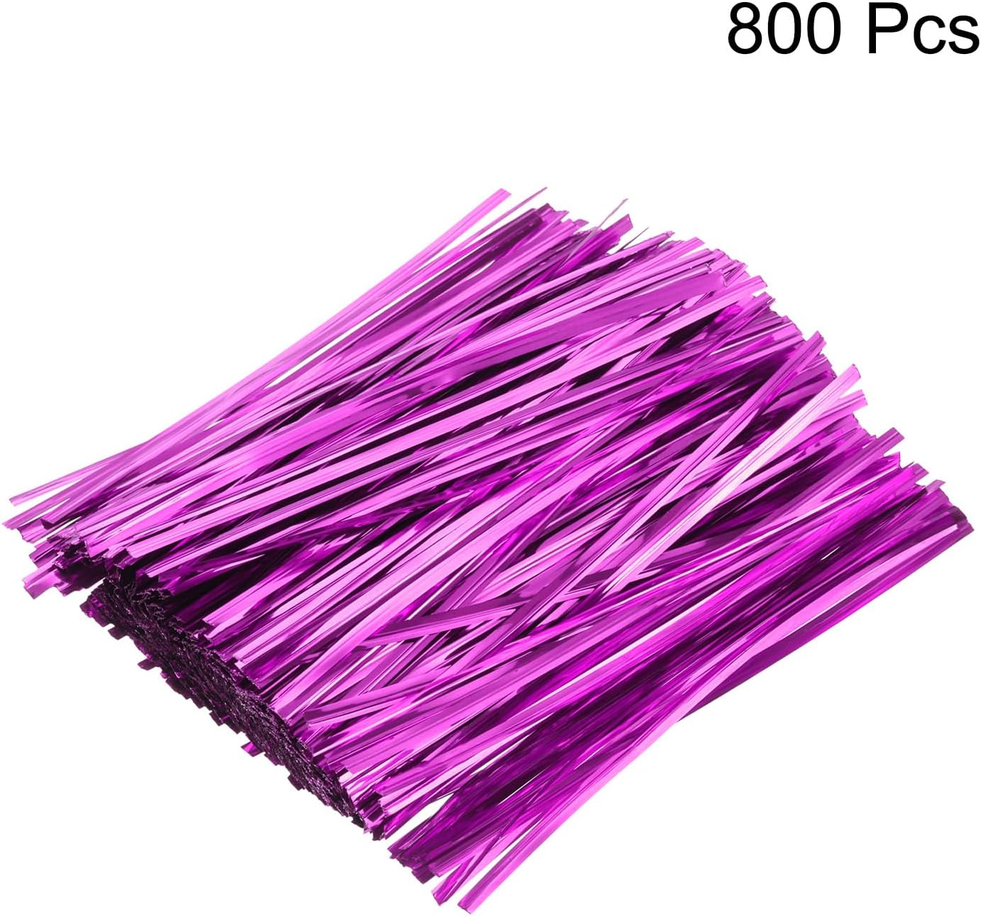 HARFINGTON 800pcs Bag Twist Ties 6" Reusable Plastic Metallic Twist Ties Wire Cable Ties for Party Bread Candy Cake, Pink