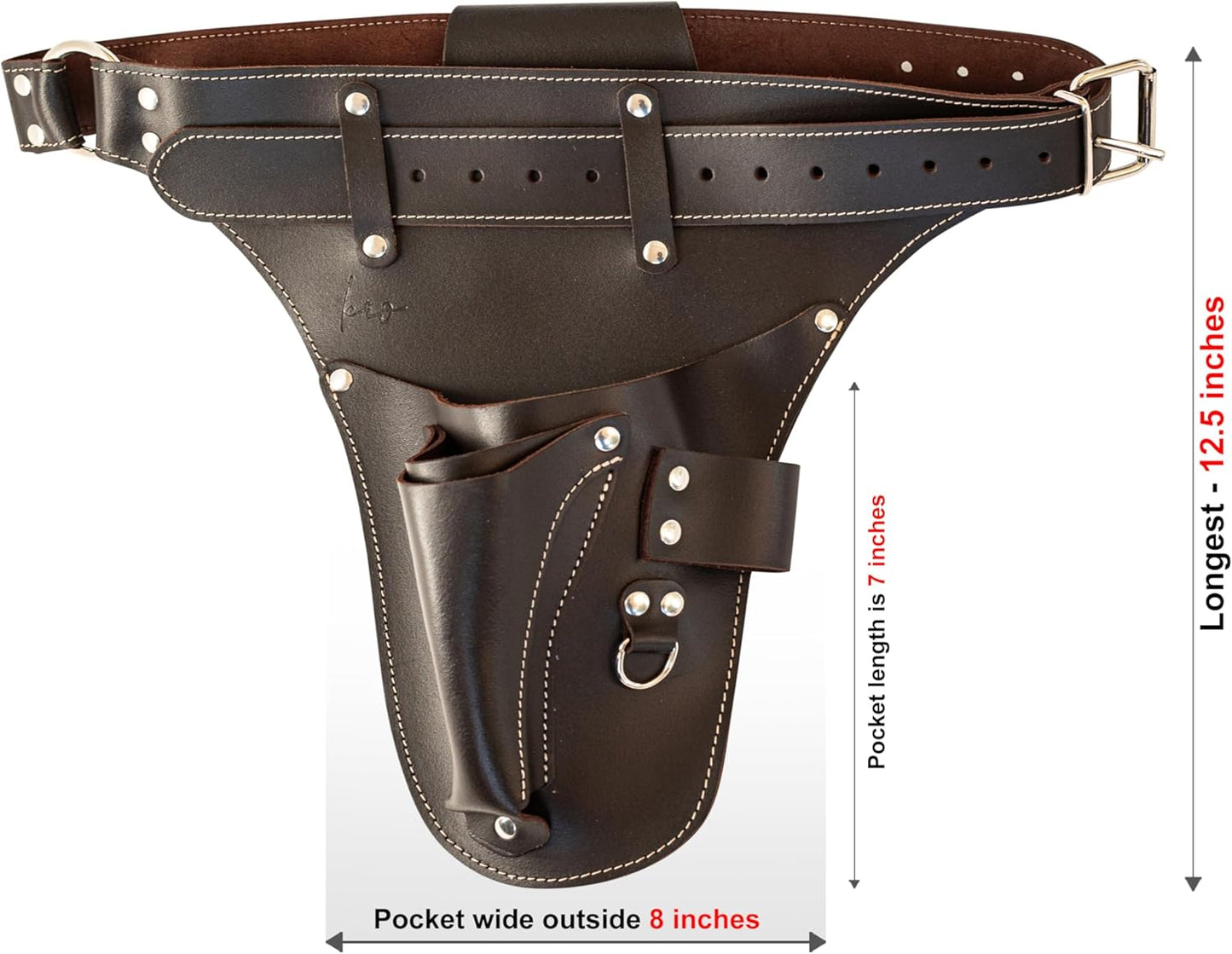 Garden Florist Tool Belt for Men | Leather Tool Belt for Women | Handmade Belt for Gardener, Electrician, and Carpenter | Leather Florist Belt (Brown CrazyHorse) (Dark brown Full grain, one size)