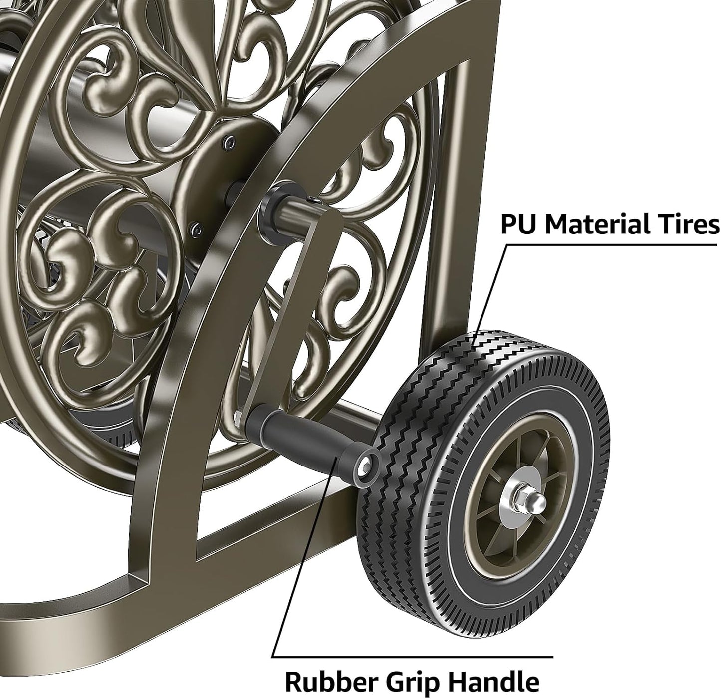 GOFORWILD Garden Hose Reel Cart with Wheel, Hold up to 200 Ft of 5/8" Hose, Heavy Duty Steel Frame Water Hose Reel Cart with Storage Basket, Mobile Hose Reel for Outside Garden Lawn Yard