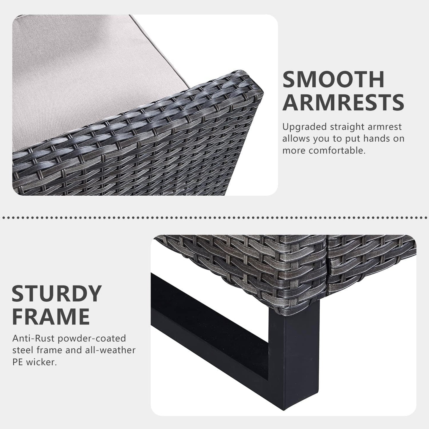 HUMMUH 7 Piece Patio Furniture Set with Fire Pit Table 41in 55,000 BTU,Wicker Outdoor Conversation Sets - Outdoor Swivel Rocker Chairs Patio Sofa for Porch,Garden,Backyard