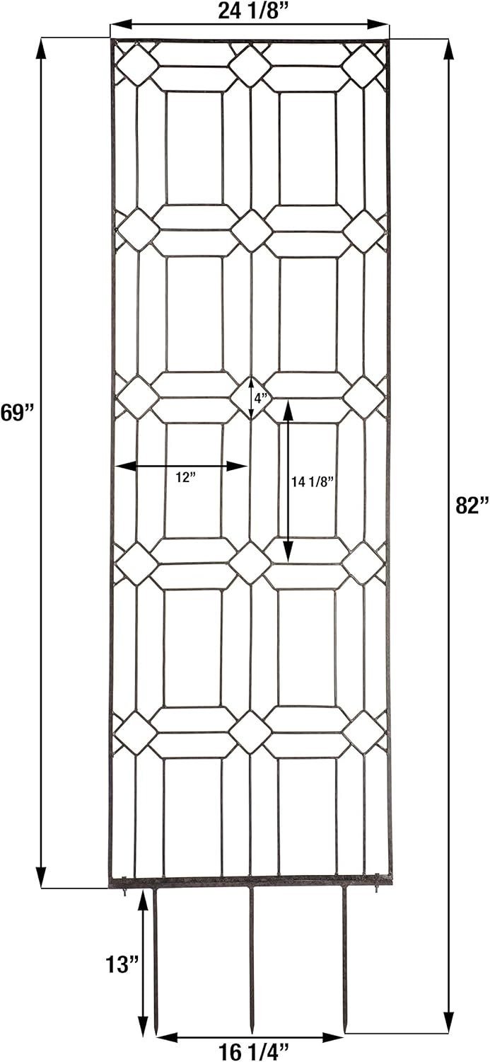 H Potter Outdoor Metal Wall Decor or Trellis for Climbing Plants Art Garden Panel Roses Vines Privacy Includes Brackets for Hanging GAR258W1