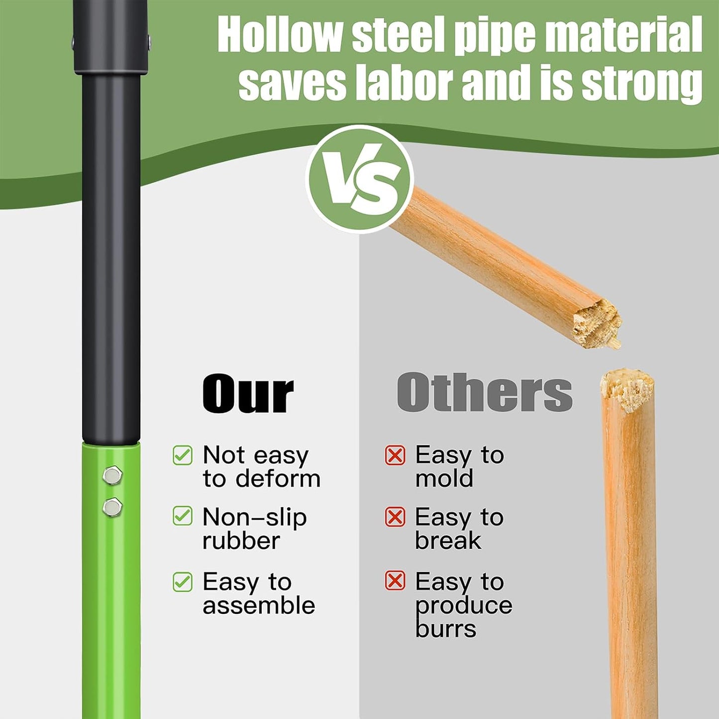 GARDENWORK Garden Fork,Pitchfork for Garden Digging Compost Spading,4-Tines Pitch Fork with Steel Handle and Strengthen Fork Head 45inches (with Protective Gloves)