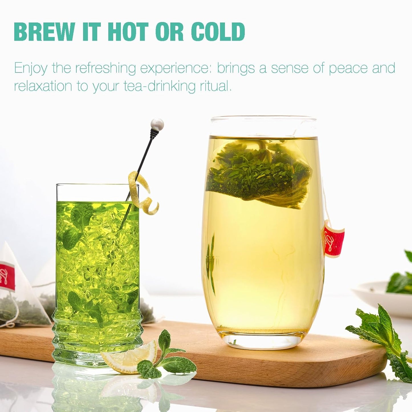 50 Peppermint Tea Bags, Herbal Mint Tea Bags, Traditional Dried Peppermint Leaves, Caffeine-Free, Supports Healthy Digestion, Stress Relief