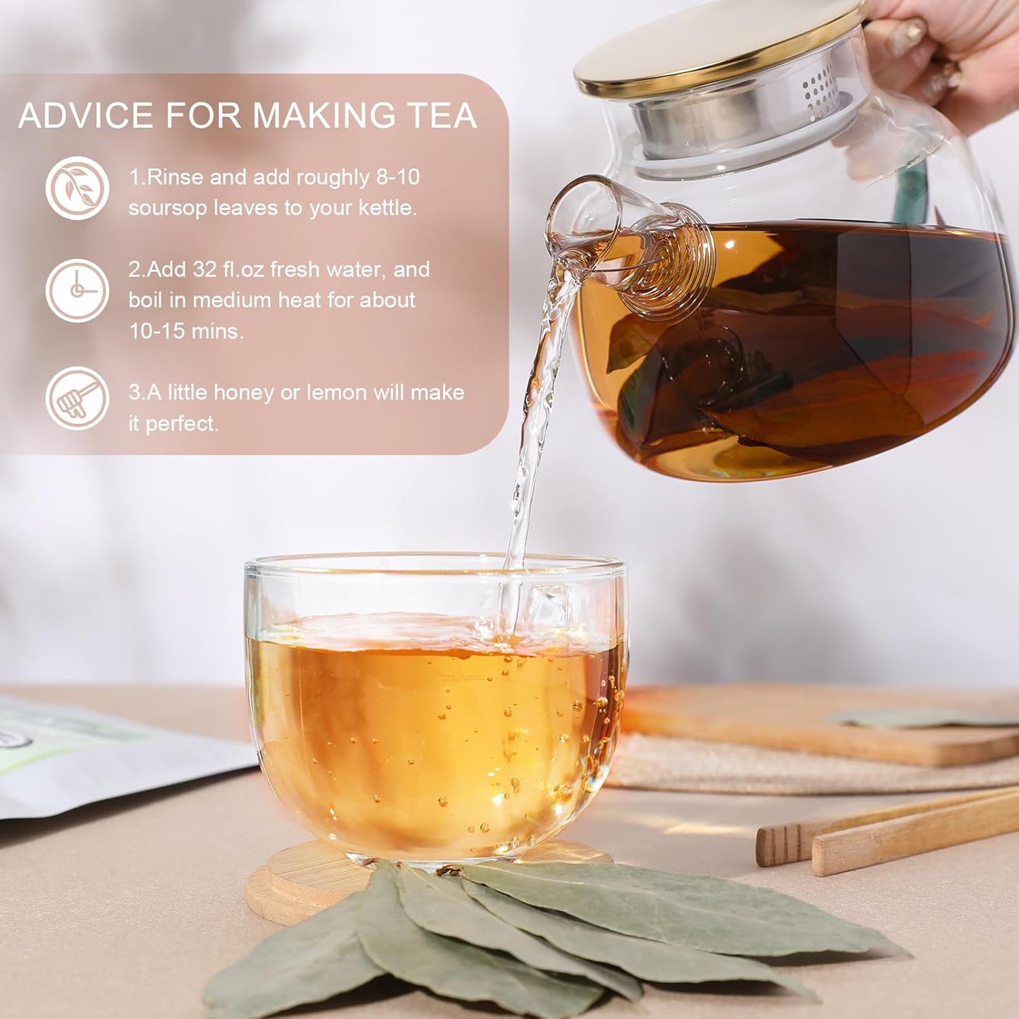 TEARELAE - Soursop Leaves Tea - 300+ Premium Soursop Graviola Dried Whole Leaves - Hojas De Guanabana - Country of Origin Thailand - Support Digestion & Rich In Nutrients