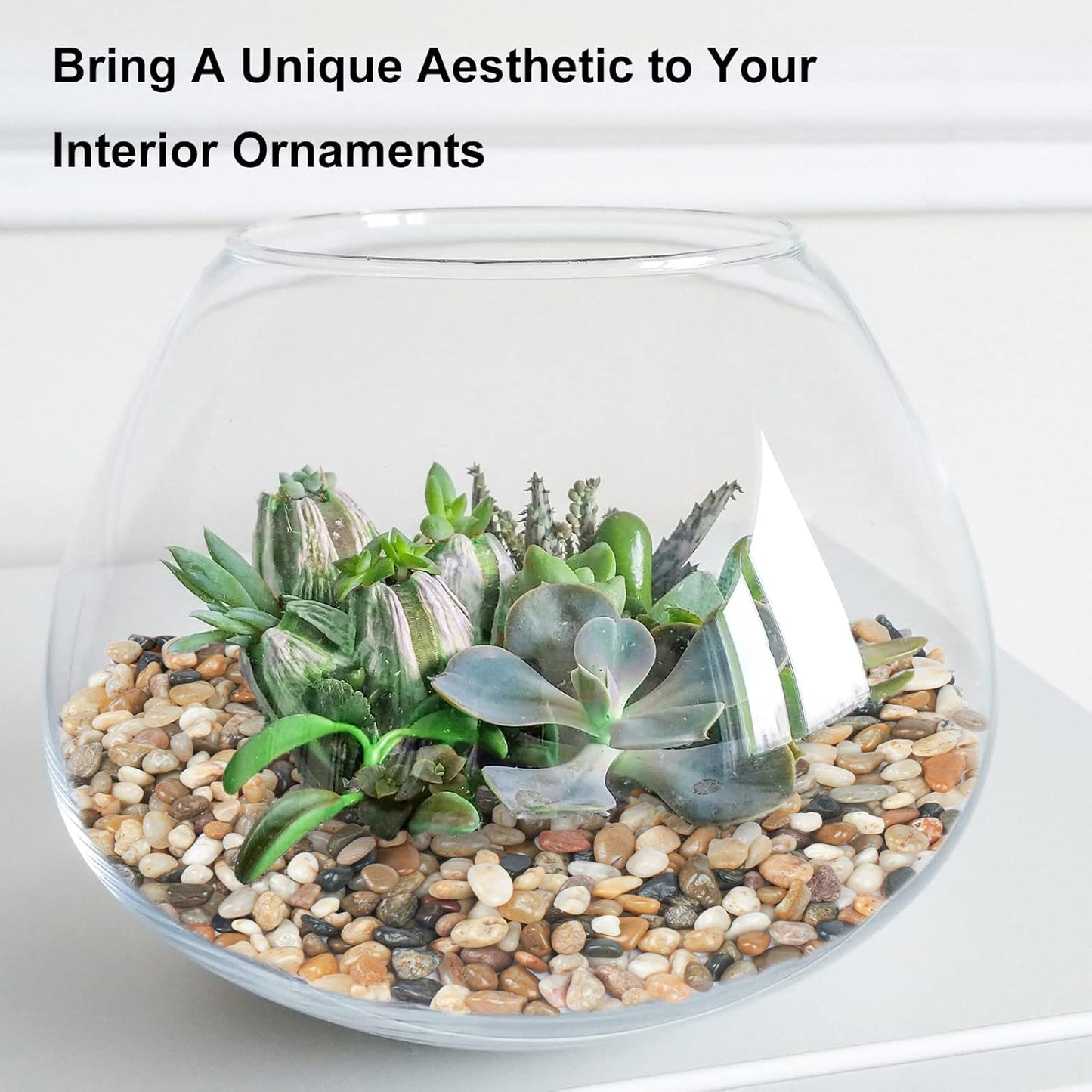 GASPRO 10 Pound Pebbles for Indoor Plants, 3/8 Inch Decorative Rocks for Vase, Succulents, Landscaping, Garden, Highly Polished, Mixed Color