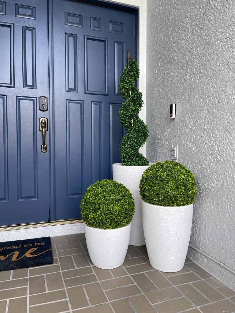 Floridis Planter, Set of 3, Outdoor/Indoor, Plastic Resin (White)