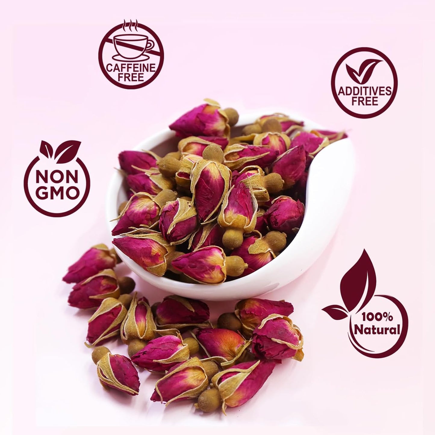 TEARELAE - Premium Dried Rose Buds - 100% Pure Natural Dried Roses Edible Flowers 3oz/85g - Culinary Rosebud for Rose Tea, Baking, Candle Making, Soap Making and Handicraft