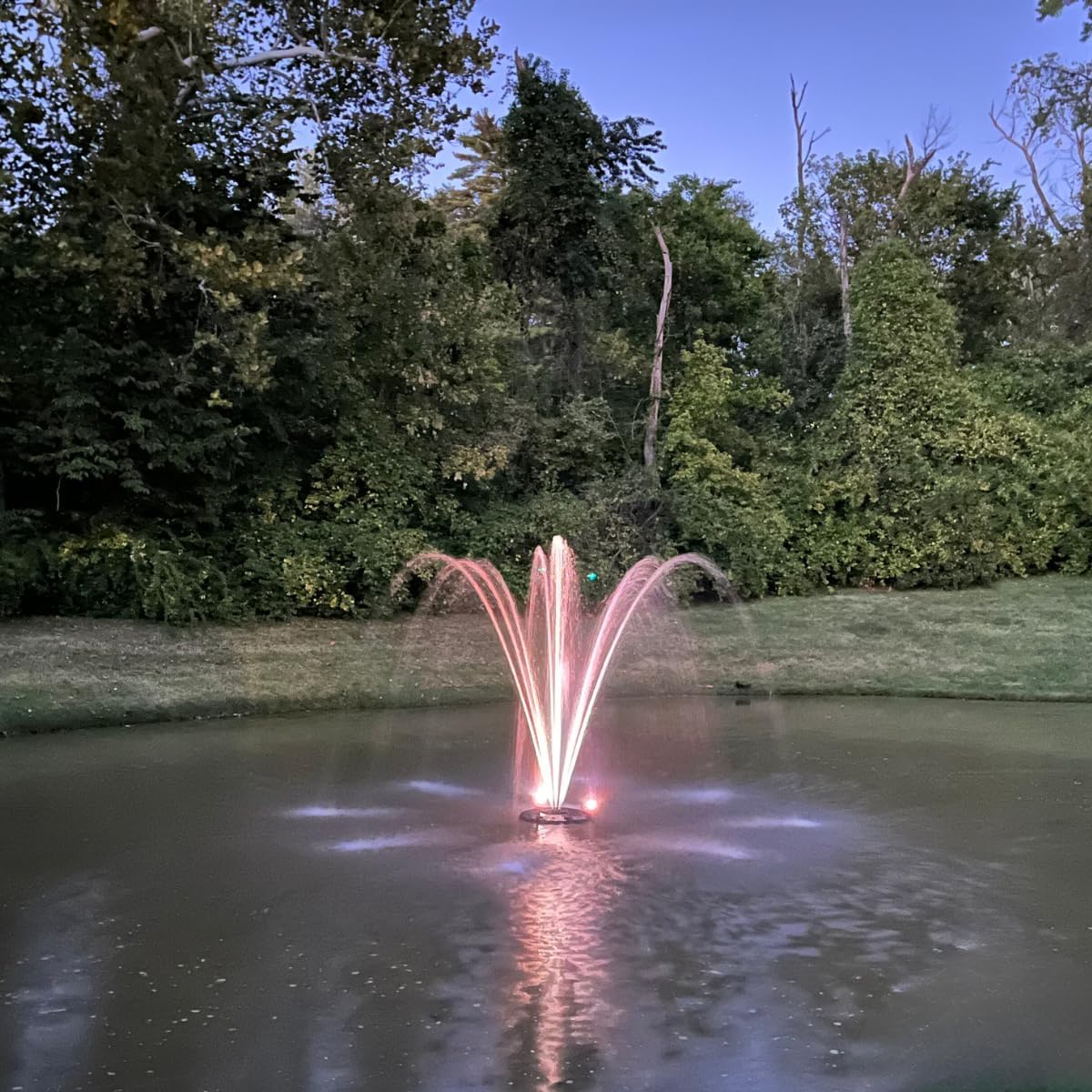 HALF OFF PONDS Floating Fountain – 1.5 HP Pond Aerator, 100' Cord – 12,500 GPH Water Pump – 11 Spray Patterns - Energy-Efficient - Color-Changing LED Lights, Large Ponds, Lakes & Water Gardens