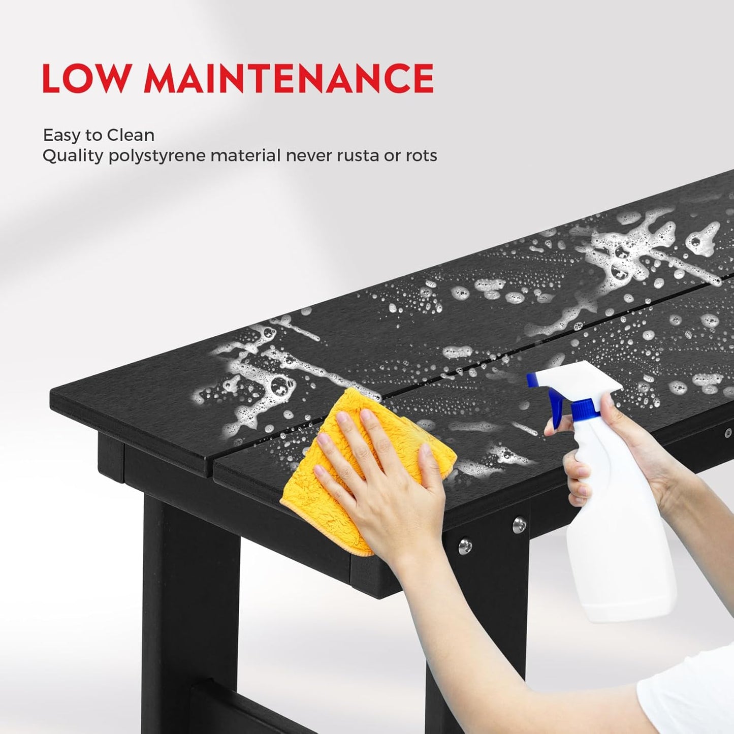 Garden Bench, Front Porch Bench Entryway Park Bench, Patio Backless Garden Seat for Outdoors/Indoor, Low Farmhouse Bench, Black