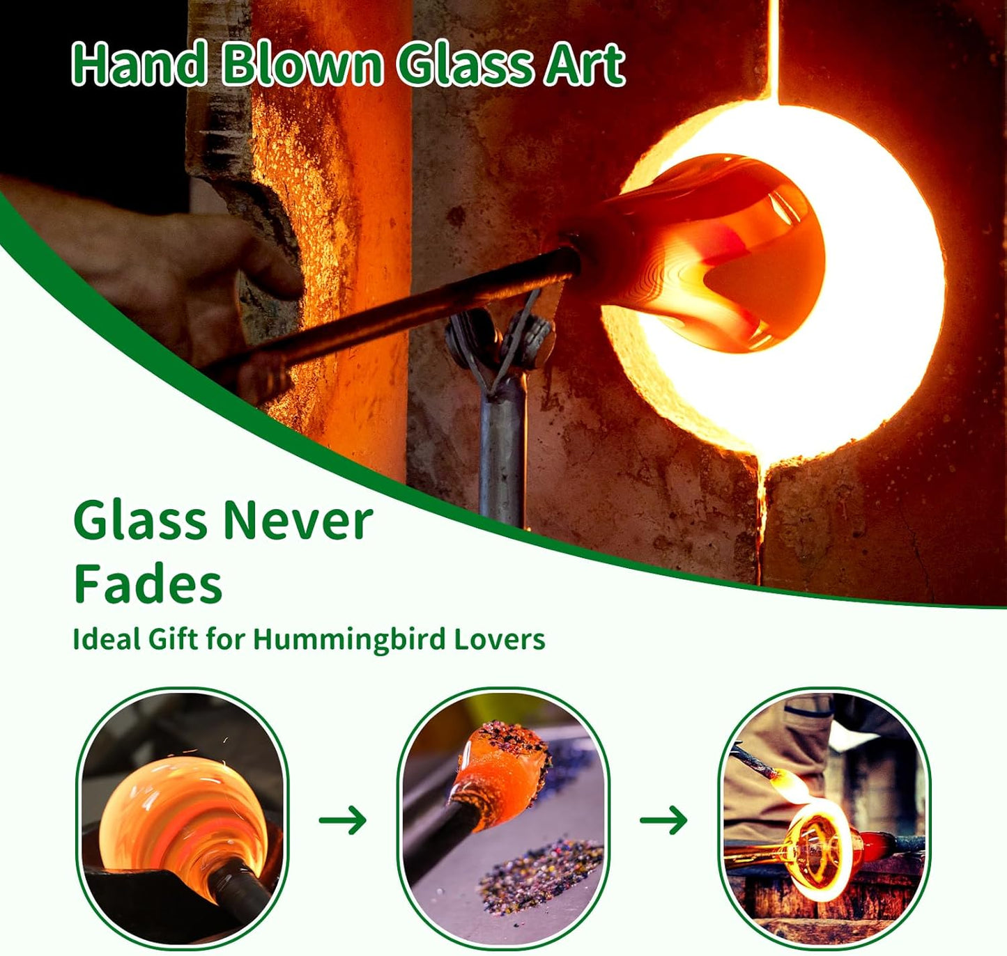 45 Ounce Large Capacity Hummingbird Feeders for Outdoors Hanging Ant and Bee Proof, Unique Hand Blown Glass Hummingbird Nectar Feeder, Gifts for Garden Decor Backyard, Blue Meteor Shower