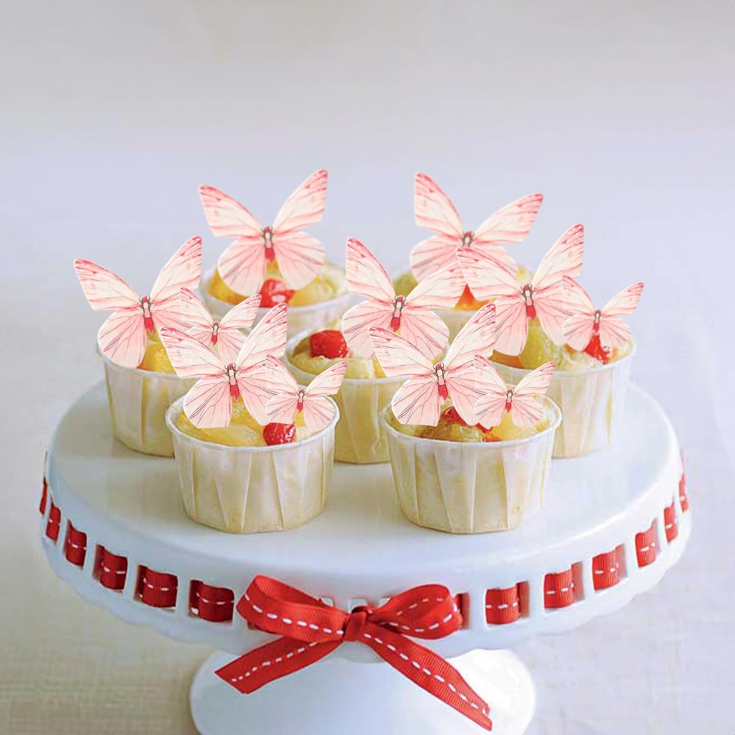 Ephlyn 72Pcs Edible Butterflies for Cake Decorating Pink Butterfly Cake Decorations Pink Butterflies Cupcake Toppers for Wedding Birthday Anniversary Flower Themed Party Supplies