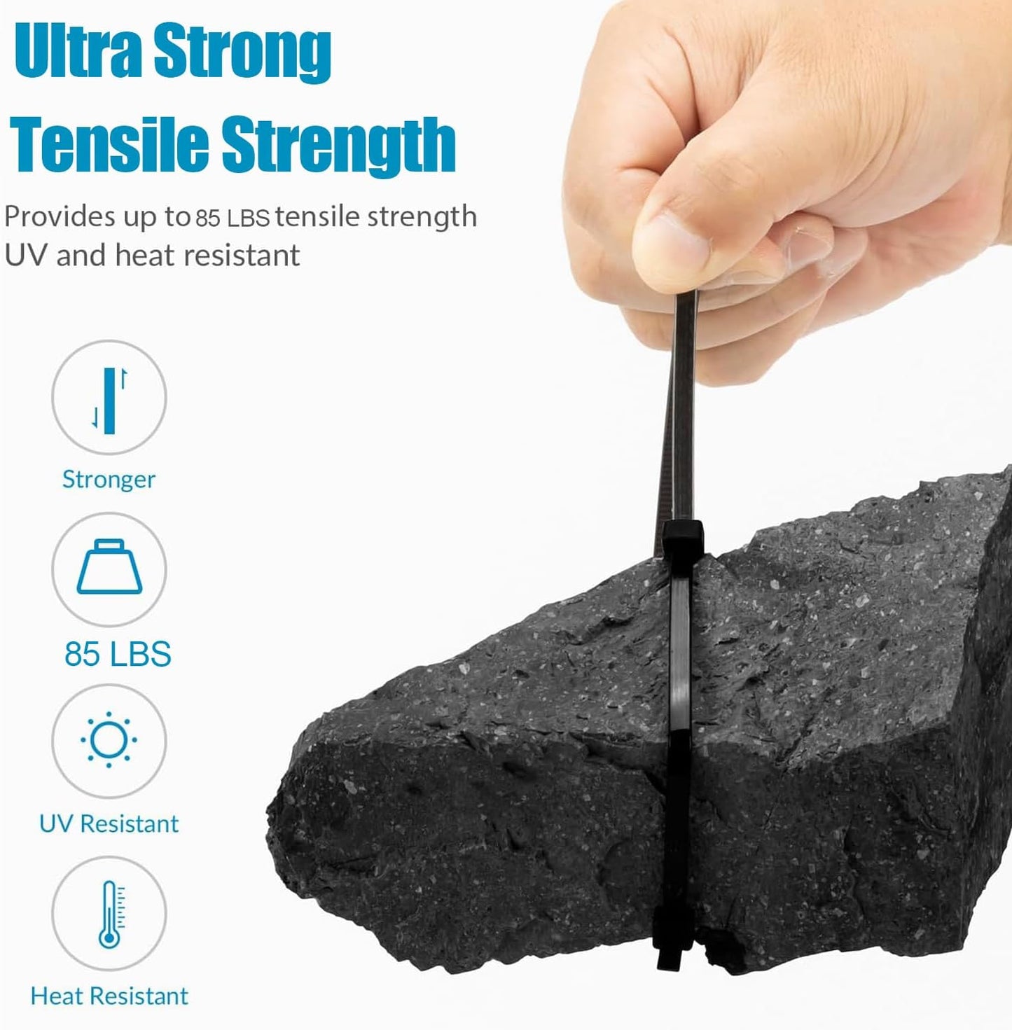 XINGO 5000 PCS Black Zip Ties 12 Inch, 60 LBS Tensile Strength, Self-Locking Nylon Plastic Nylon PA66 Wire Ties for Indoor and Outdoor Use