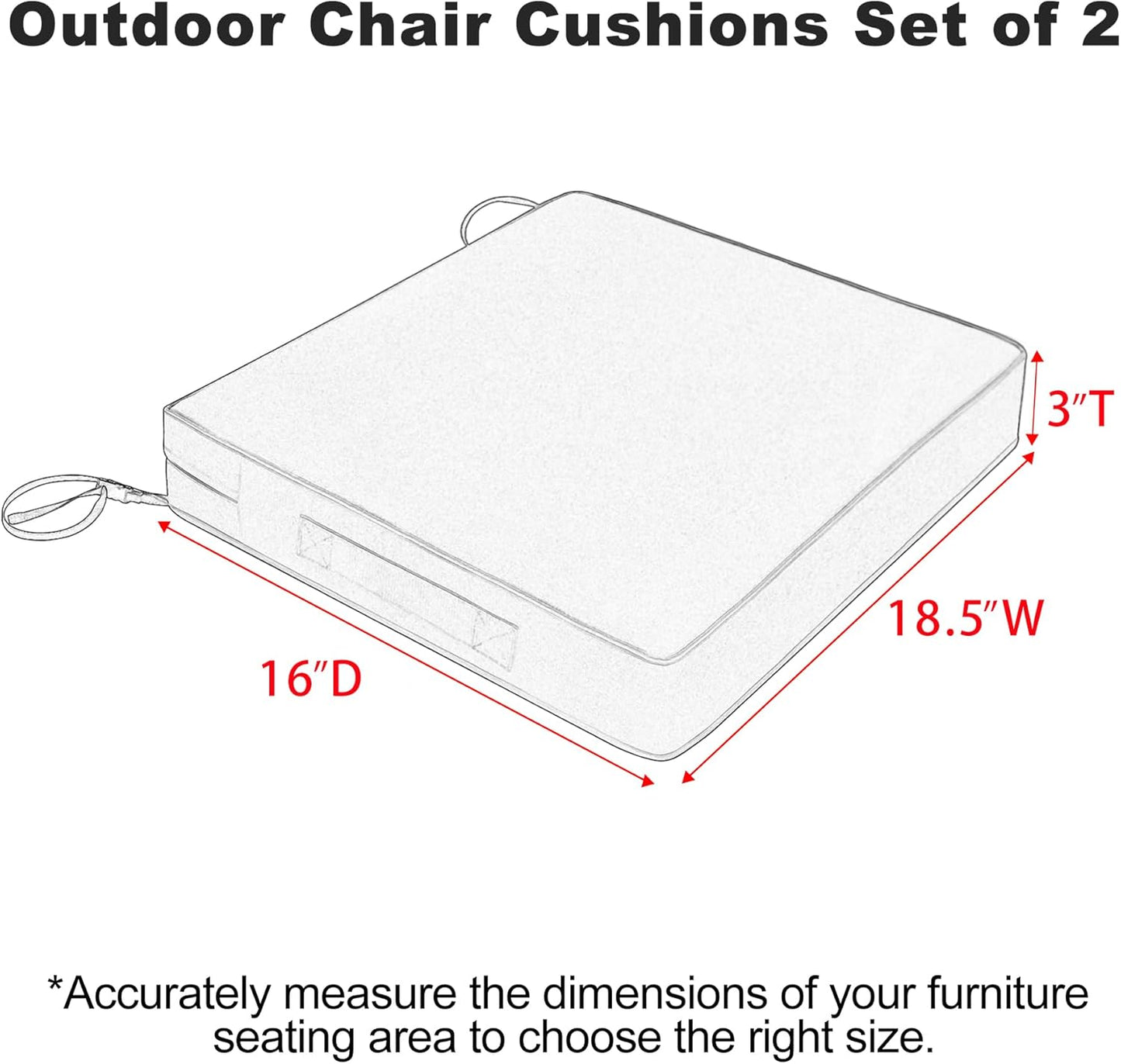 Favoyard Patio Chair Cushions 18.5 x 16 x 3 Inch Waterproof Outdoor Seat Cushions for Patio Furniture 3-Year Color Fastness Garden Sofa Couch Chair Pads with Handle & Adjustable Straps Set of 2, Spice