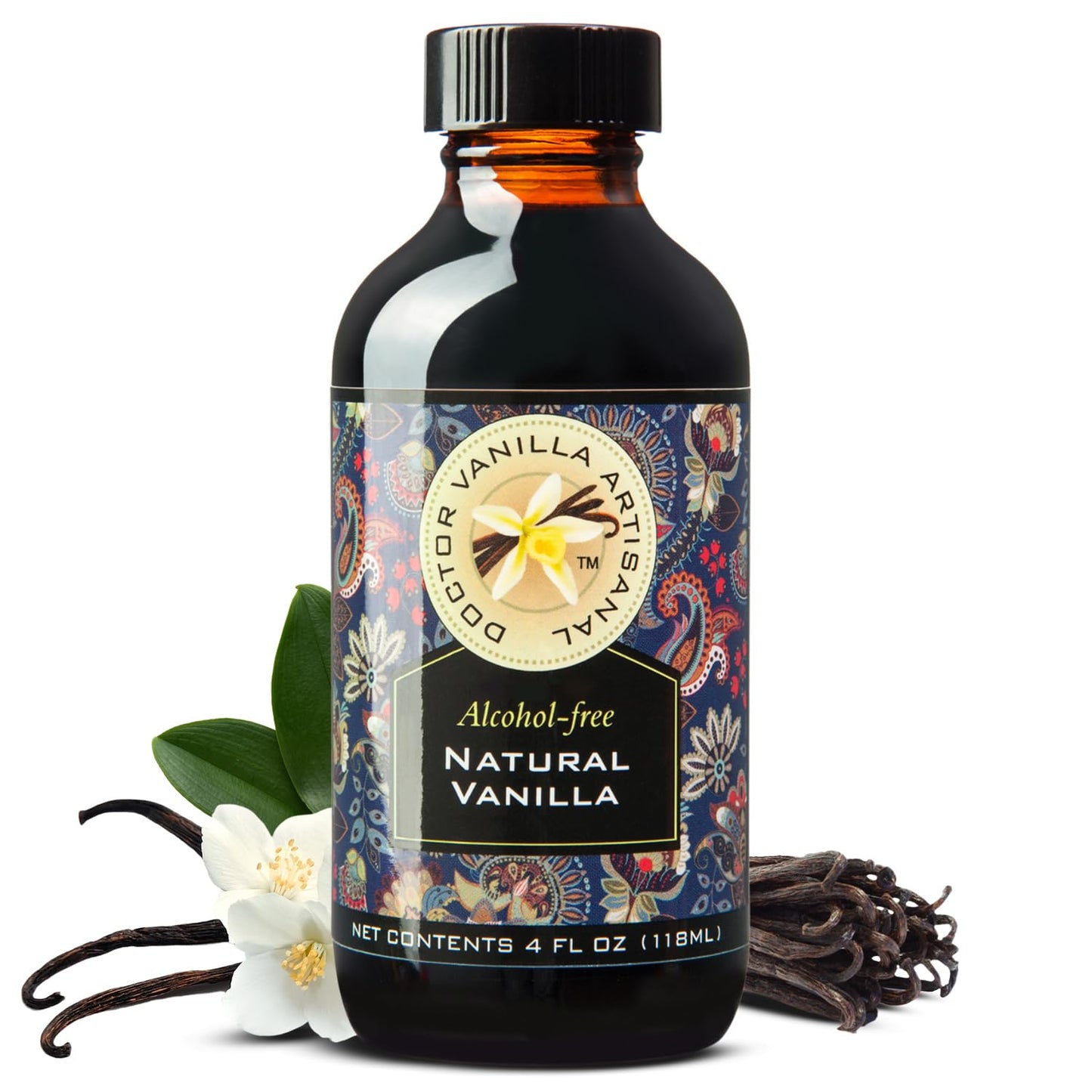 Alcohol-Free Natural Vanilla, Nature Sourced For Baking, Sweet Drinks And More, Small Batch Handcrafted From Madagascar Bourbon Vanilla Pods, 4 Oz Bottle