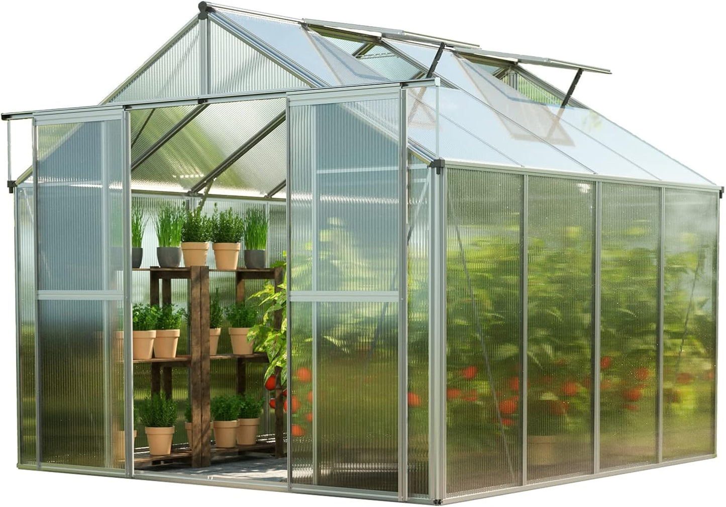Greenhouse Topas 4 Aluminum Frame 7.4 x 8.5 ft with Approx. 6 mm Polycarbonate Panels