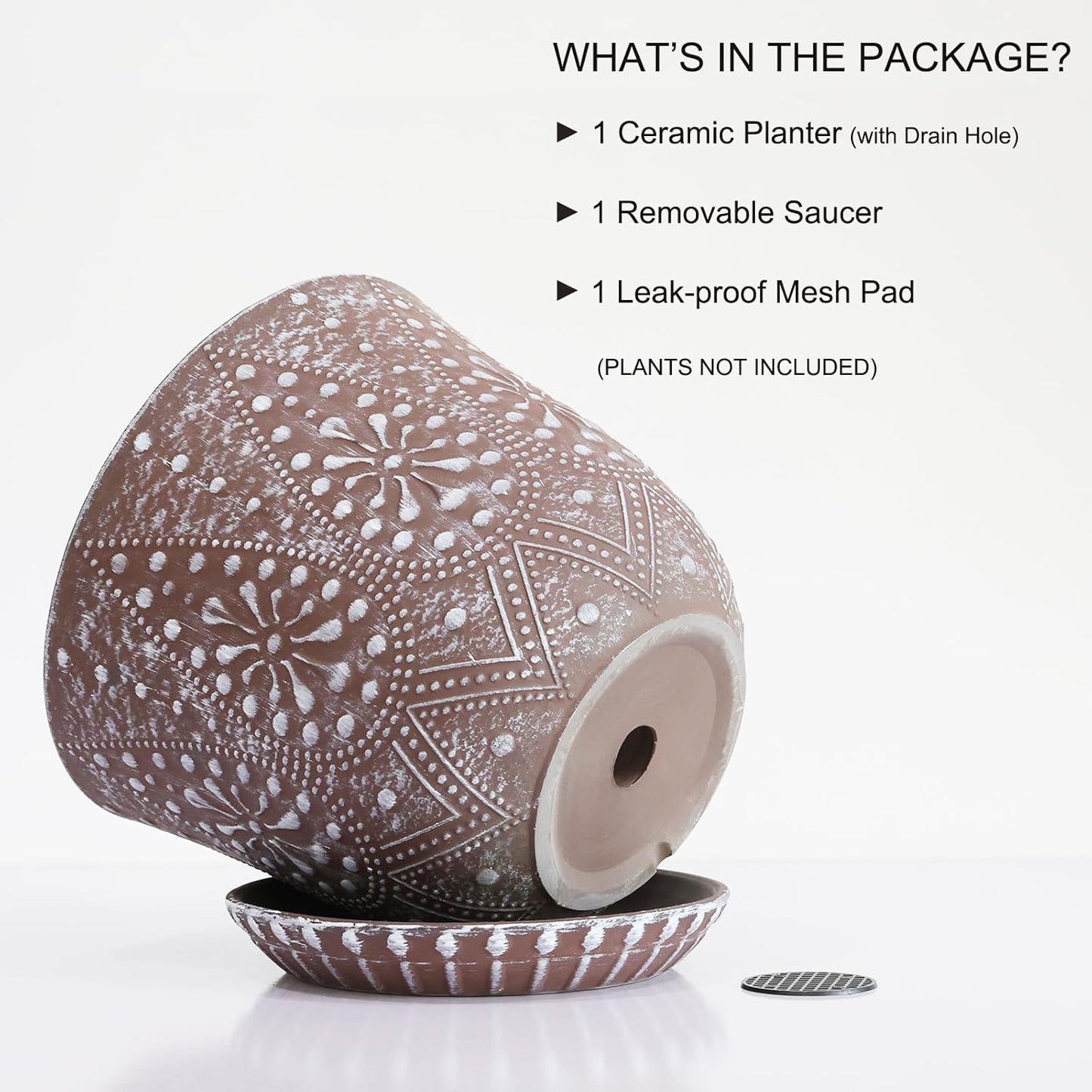 Gepege 8 Inch Plant Pot for Plants, Ceramic Planter with Drainage Holes and Saucers for Indoor Plants Large Flower Pot