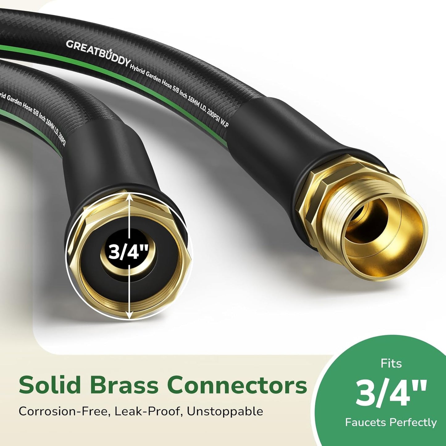 GreatBuddy 100 ft Garden Hose 5/8", Less Kink Heavy Duty Water Hose, Durable & Flexible Hose for Outdoor, Lawn, Car Washing, Pet Bathing and Household