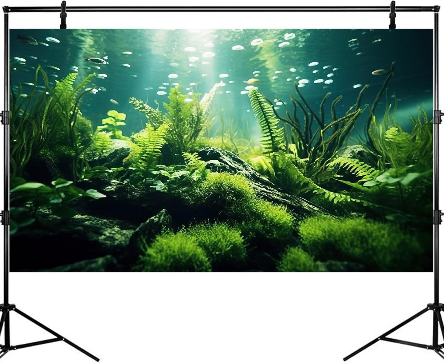 Underwater Fish Tank Background Under The Sea Aquatic Plants Aquarium Background Ocean Floor Rock Terrarium Backgrounds Tropical Fish Green Seaweeds Aquarium Backgrounds for Fish Tank Decor 36x20in