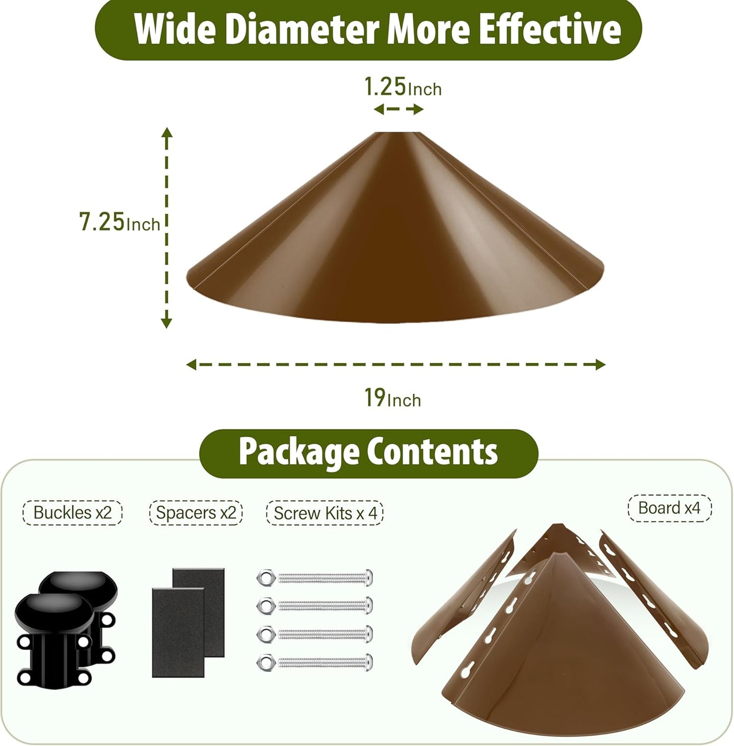 Squirrel Baffle for Bird Feeder Pole, 19-Inch Outdoor Bird Feeder Guard, Squirrel-Proof Birdhouse Baffles, Shepherd's Hook for Outside(Brown)