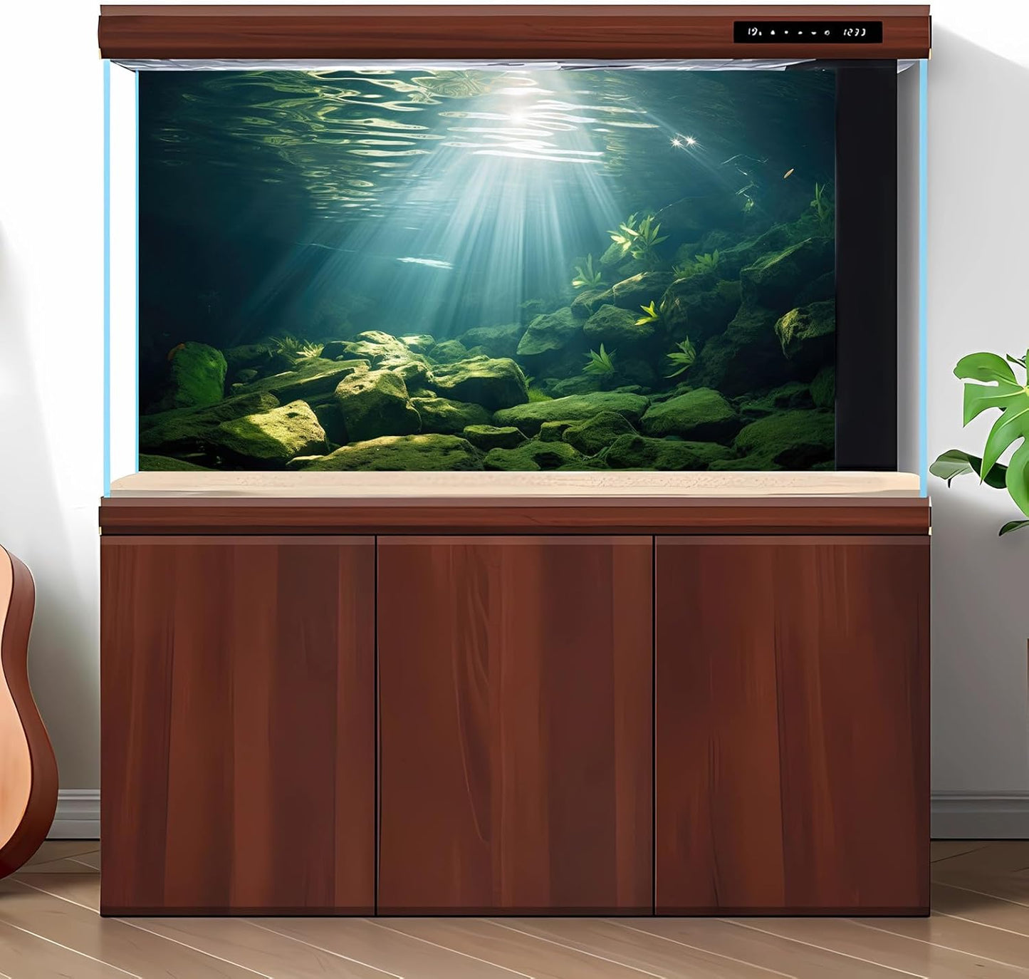 Under The Sea Aquarium Background Aquatic Plants Deep Sea Fish Tank Background Underwater Sunray Rock Terrarium Backgrounds Deep Ocean Floor Tropical Fish Tank Backgrounds 72x16in