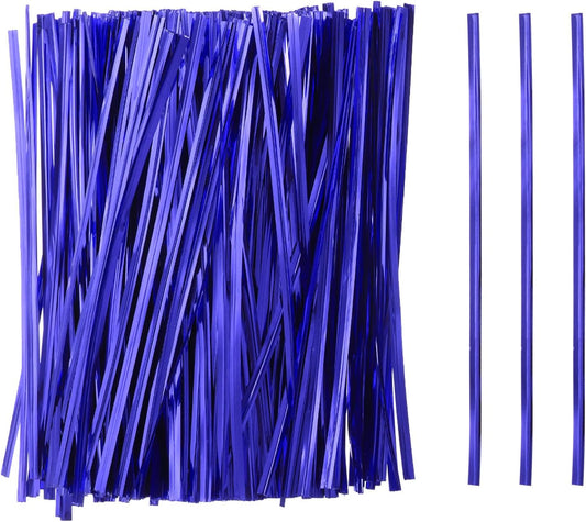 HARFINGTON 800pcs Bag Twist Ties 6" Reusable Plastic Metallic Twist Ties Wire Cable Ties for Party Bread Candy Cake, Blue