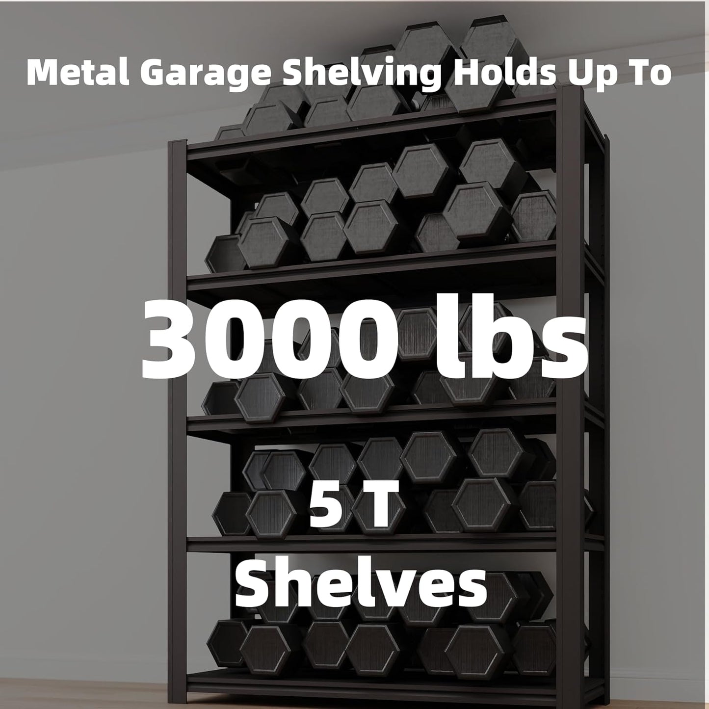 5-Tier 47" W x 17.75" D x 72" H Garage Shelving 3000LBS Storage Shelves Heavy Duty Metal Shelf Unit Adjustable Basement Industrial Storage Racks