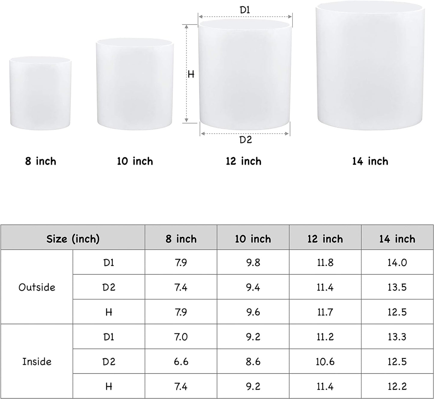 FaithLand Plant Pot 14 inch - Perfectly Fits Mid-Century Modern Plant Stand - Drainage Plug and Drainage Mesh Screen - Matte White