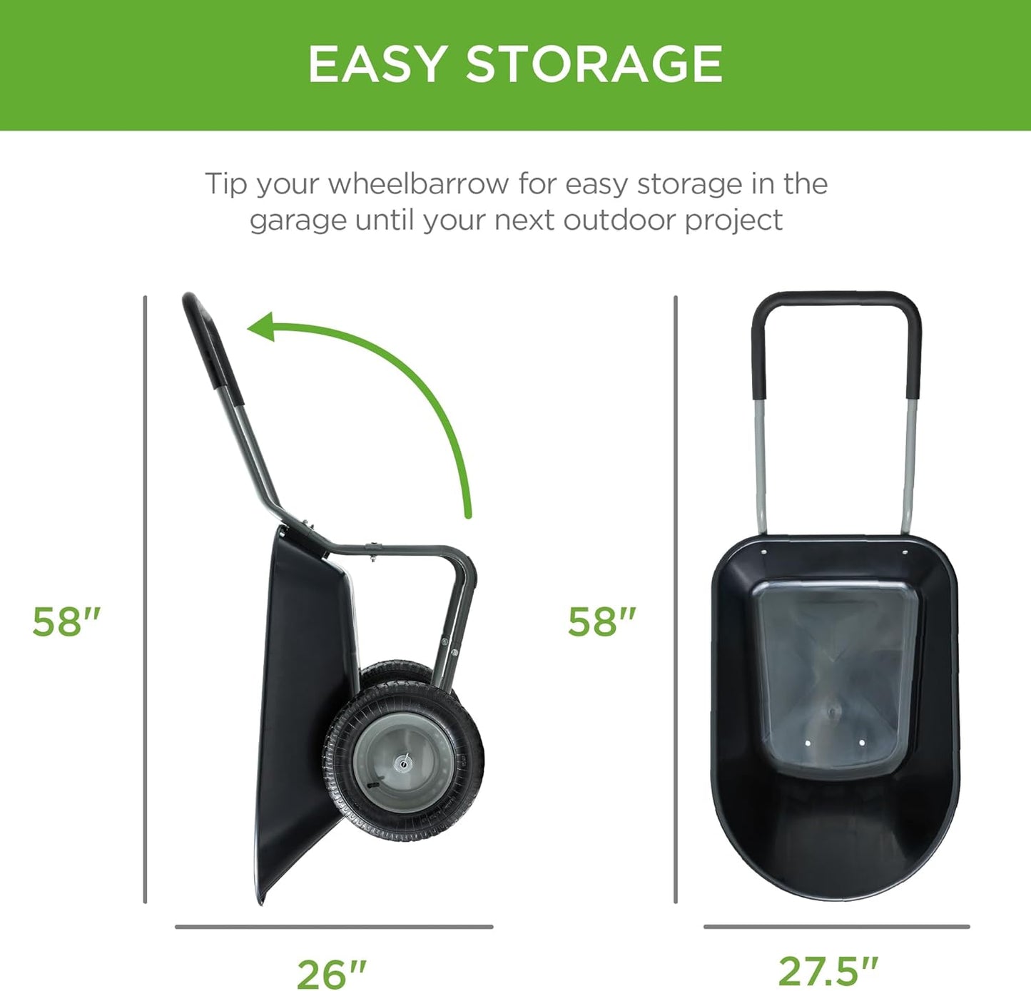 Best Choice Products Dual-Wheel Home Utility Yard Wheelbarrow Garden Cart w/Built-in Stand for Lawn, Gardening, Construction - Black