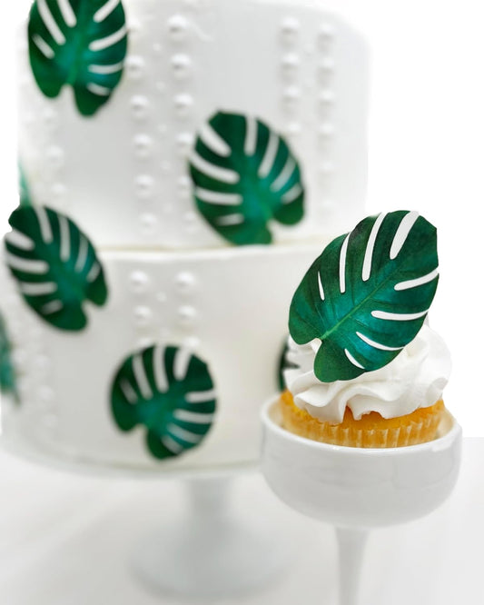 Sugar Robot - Edible Monstera Leaves Decor - Small Size - Edible leaves for cake decorating - Premium Crafted - Made in the USA Cake -Set of 24 (Monstera Leaf)