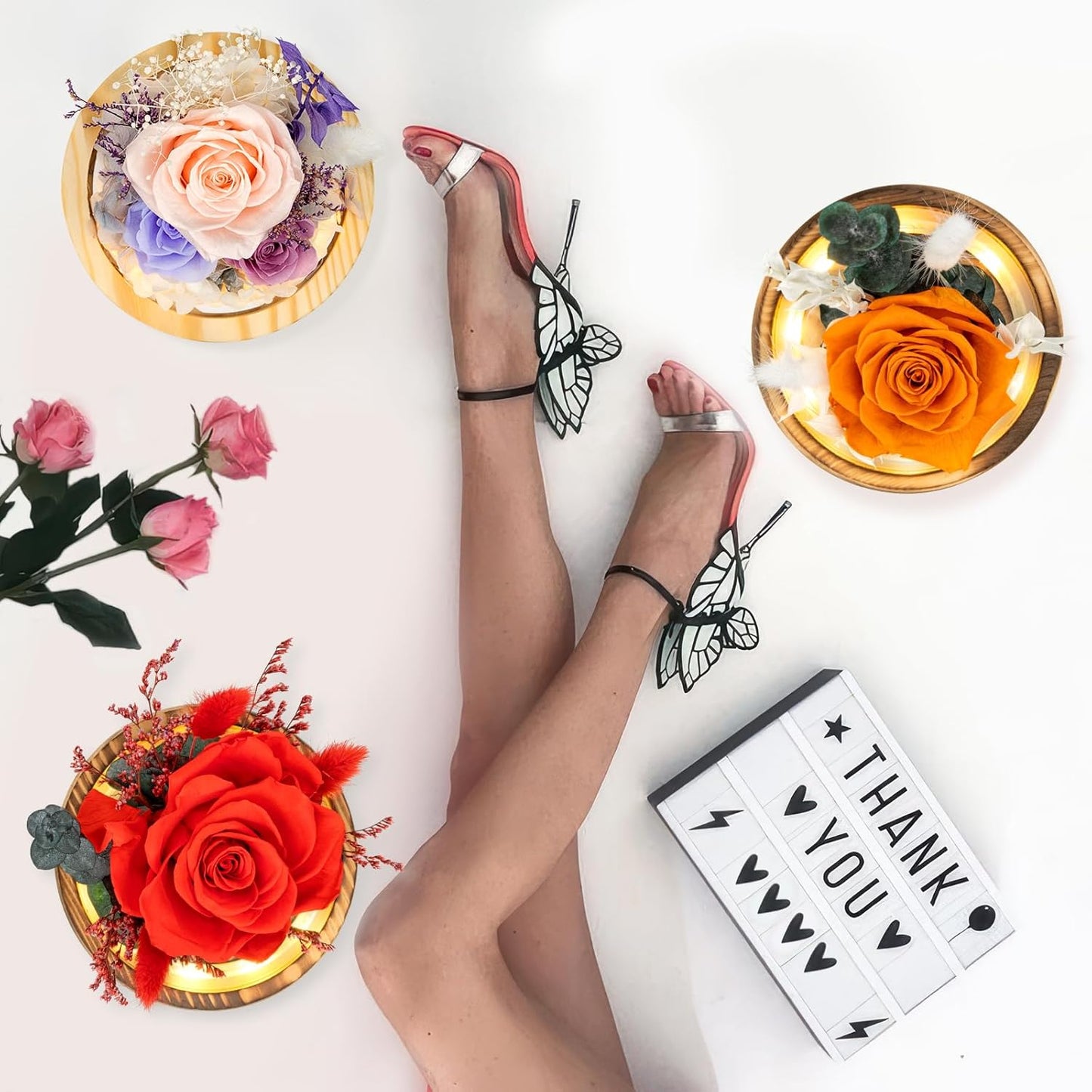 Forever Roses Flowers Gifts, Gifts for Mom, Birthday Gifts for Women, Preserved Flowers Fresh Bouquet, Flowers for Delivery Prime, Valentines, Mothers, Christmas, With LED Light Battery Included