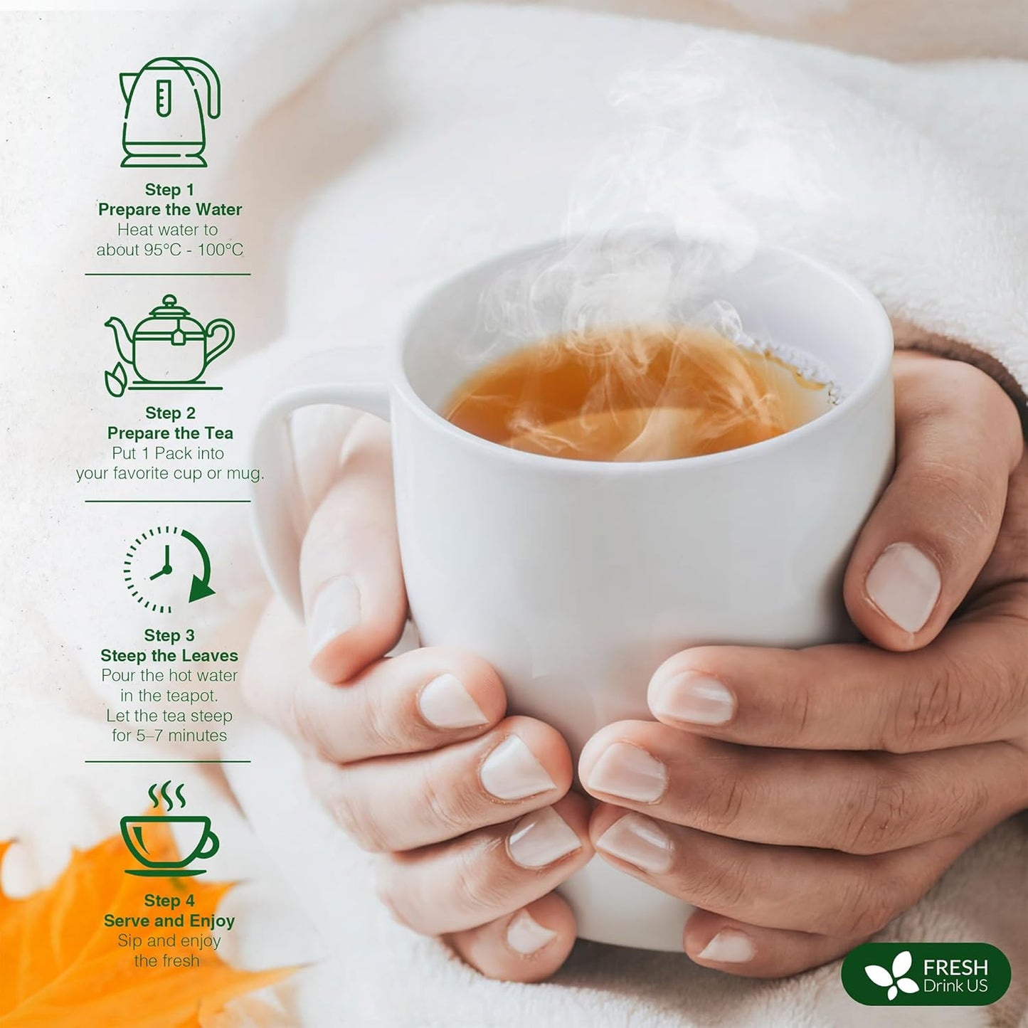 FreshDrinkUS, Premium Wormwood Tea - 75 Tea Bags - Handcrafted Herbal Blend, Caffeine-Free – Smooth Taste & Naturally Refreshing.