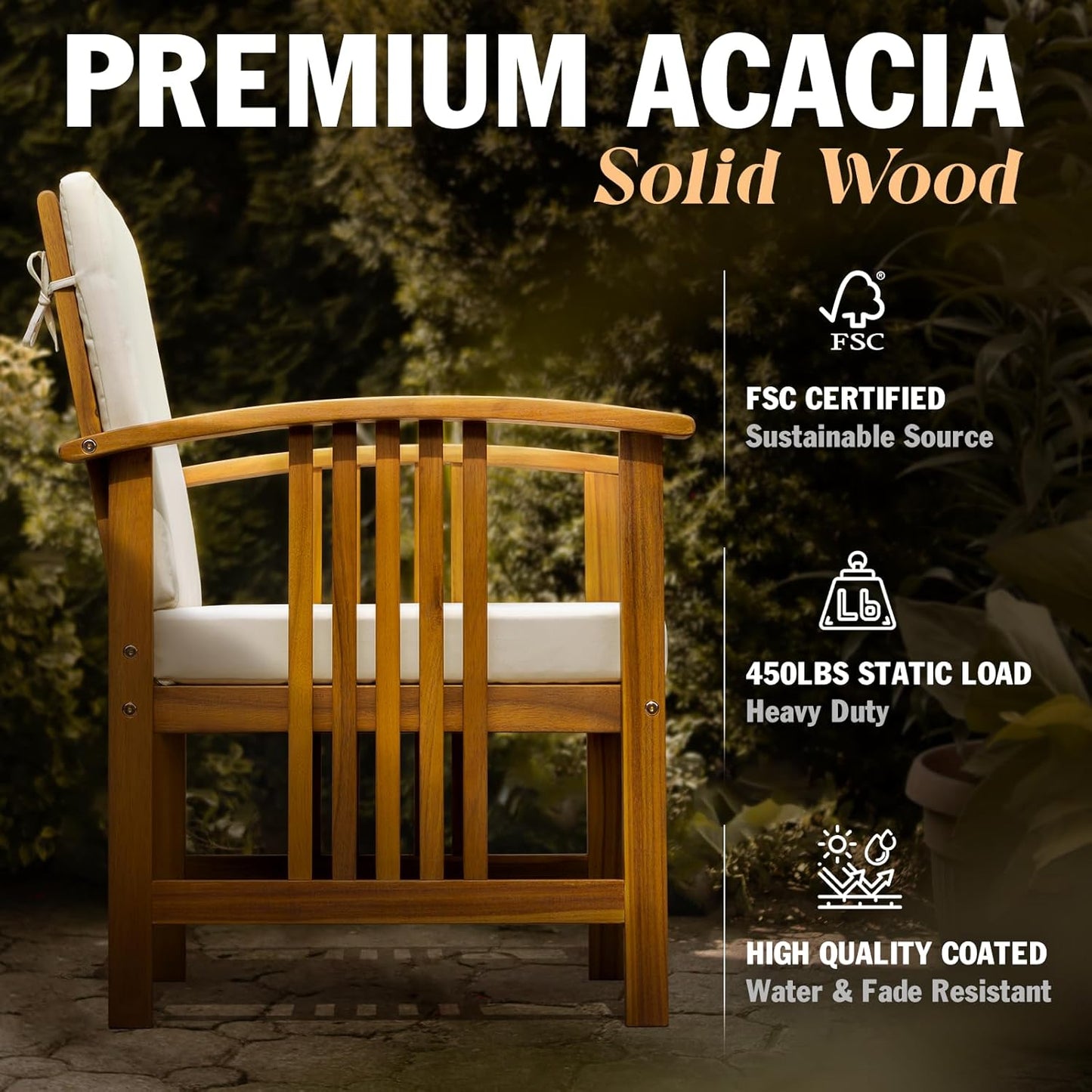 IDZO Wood Club Chairs Set 2 with End Table