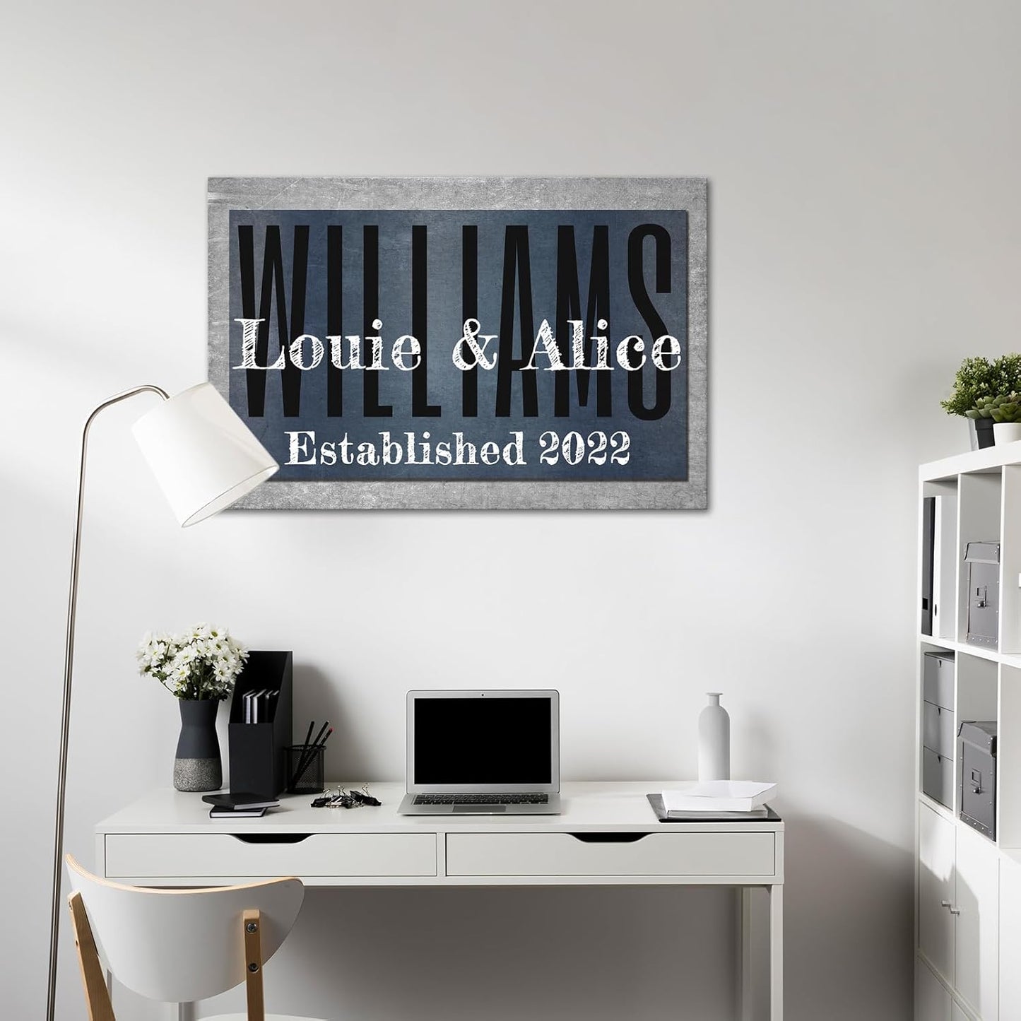 iLOOKLiKE Personalized Last Name Signs with Couple's Names Wall Art Custom Family Established Date Canvas Prints Framed Unique Wedding Anniversary Housewarming Gifts for Home Decor 24×36inch