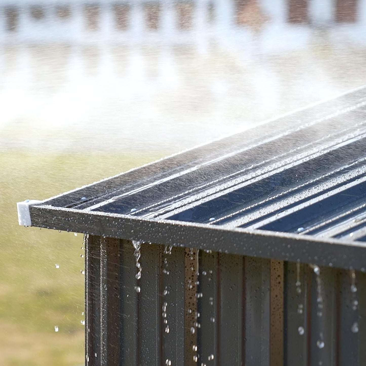 COMHOMA Shed Outdoor Storage Shed Metal,Lockable Doors Tool Sheds with Sloping Roof,Steel Garden Shed with Air Vent for Backyard,Patio,Lawn,Poolside (Grey, 10'*8')