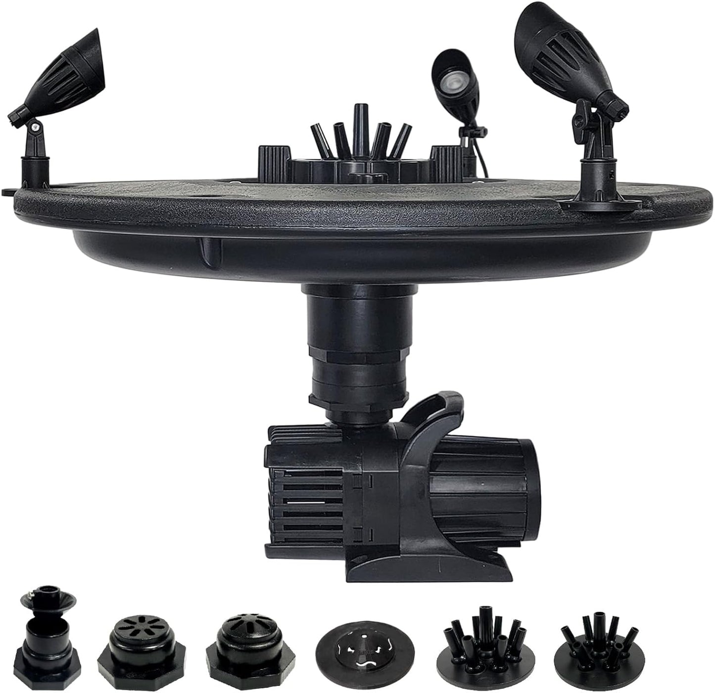 HALF OFF PONDS Floating Fountain – 1/3 HP Pond Aerator, 100' Cord – 5,200 GPH Water Pump – 9 Spray Patterns - Color-Changing LED Lights - for Ponds & Water Gardens