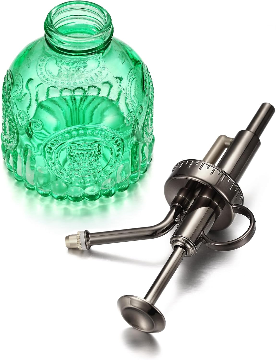 Glass Plant Mister Spray Bottle, Vintage Plant Spritzer Watering Can, Succulent Watering Bottle with Top Pump, Small Plant Sprayer Mister for Indoor Outdoor Houseplant - Green