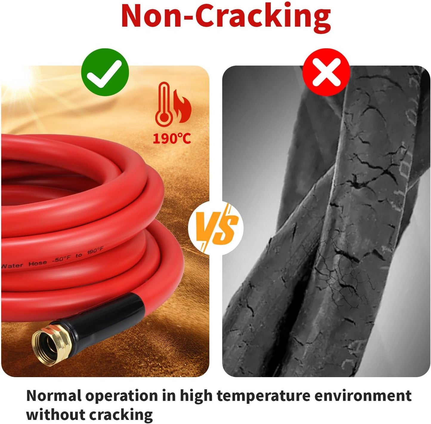 Garden Hose 20ft x 3/4” Hot Water Hose, Heavy Duty -50°F to 190°F,Burst 600Psi Flexible Upgraded Rubber Hoses,3/4” Solid Fittings for All-weather Outdoor Lawn & Garden