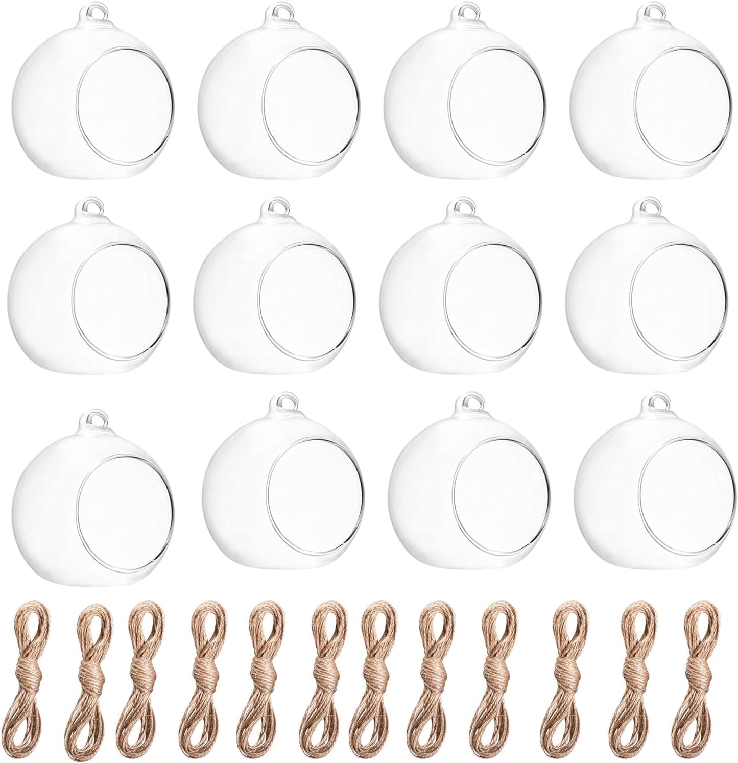 Hanging Glass Candle Holder, Globe Glass Tea Light Holder, Hanging Glass Vase, Flower Plants Terrarium, Glass Orbs Container, Micro Landscape DIY for Home, Office, Wedding (2.36" 12Pcs)