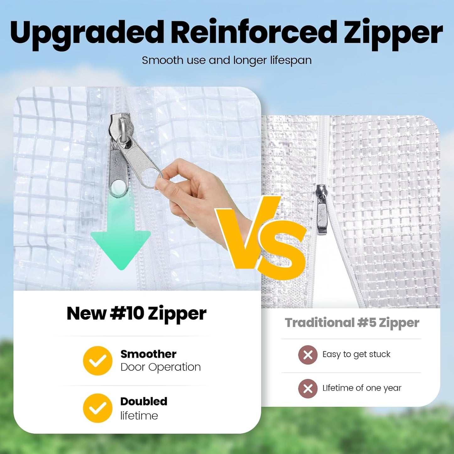 KING BIRD Premium 25x10x6.6FT Greenhouse for Outdoors, Large Walk-in Heavy Duty Galvanized Steel Frame, Mesh Door Screen Window Upgraded Zipper Tunnel Hoop for Garden Plant Winter, White