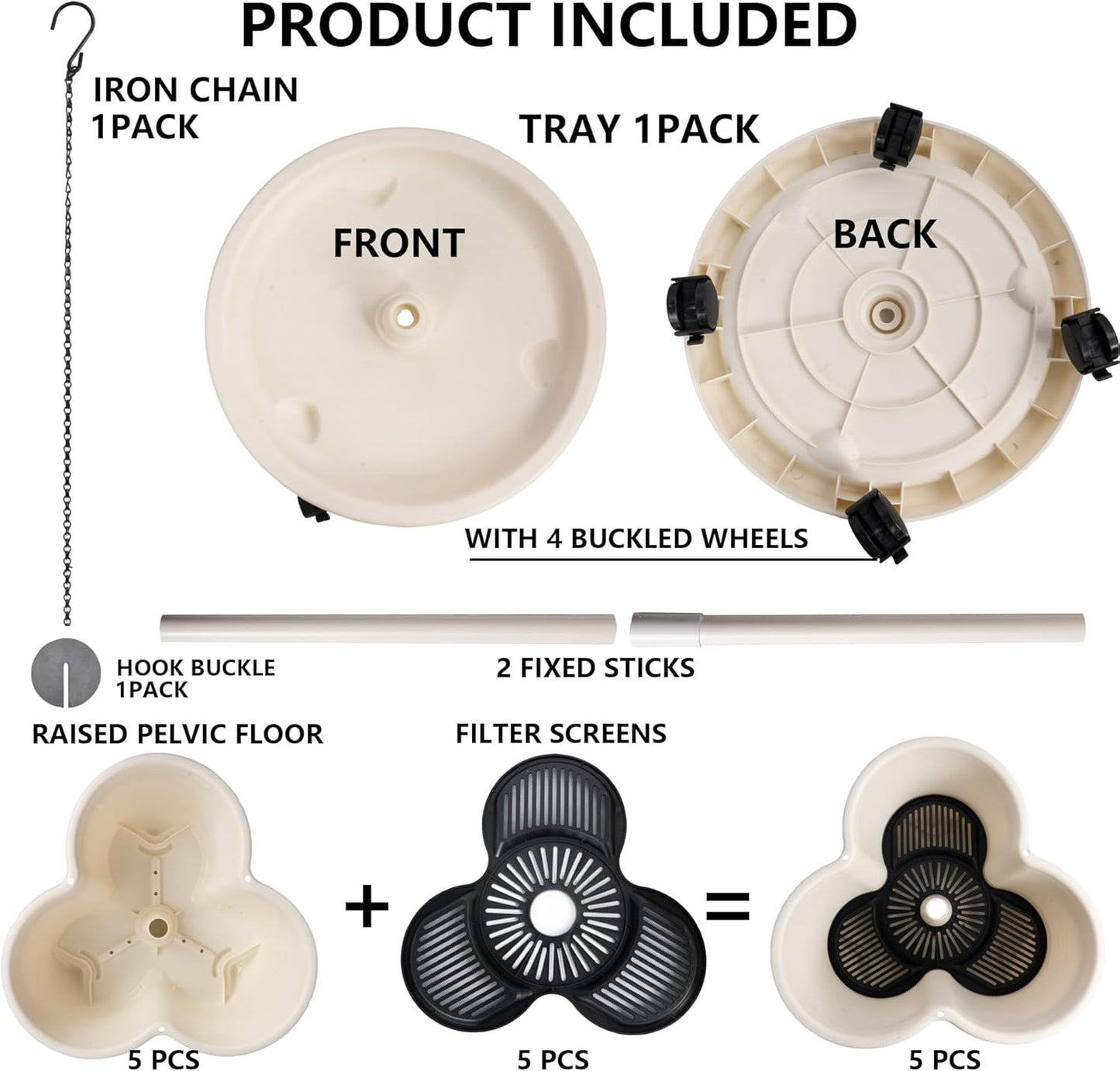Hourleey Strawberry Planter, 5 Tier Stackable Gaden Tower for Flowers, Vegetables, Grow Your Own Herb Garden Vertical Oasis of Vegetables and Succulents