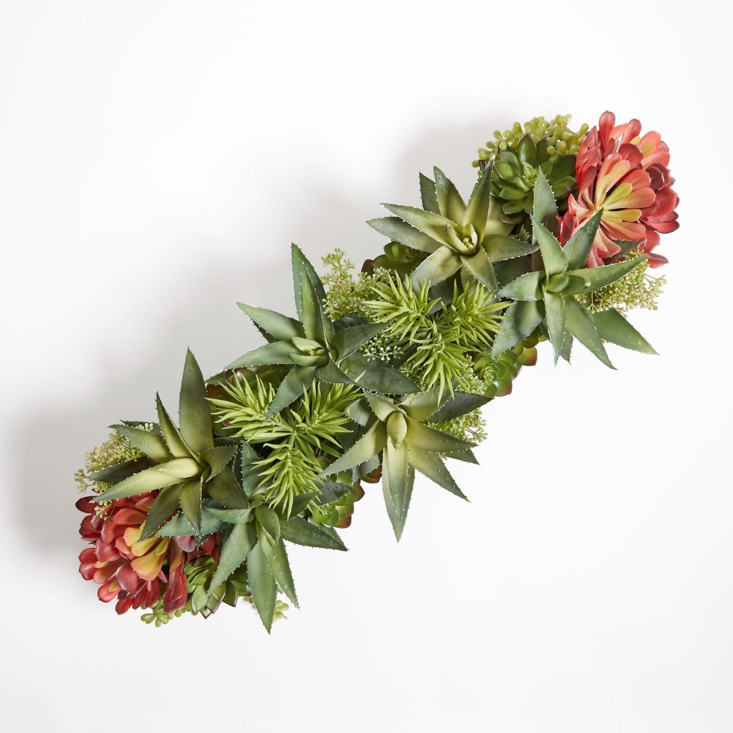 Oblong Faux Succulent Arrangement, Premium Artificial Indoor Plant Enhances Interior Design, Display on any Surface in Your Home Adding an Inviting Touch of Nature, Grey Planter Pot Included