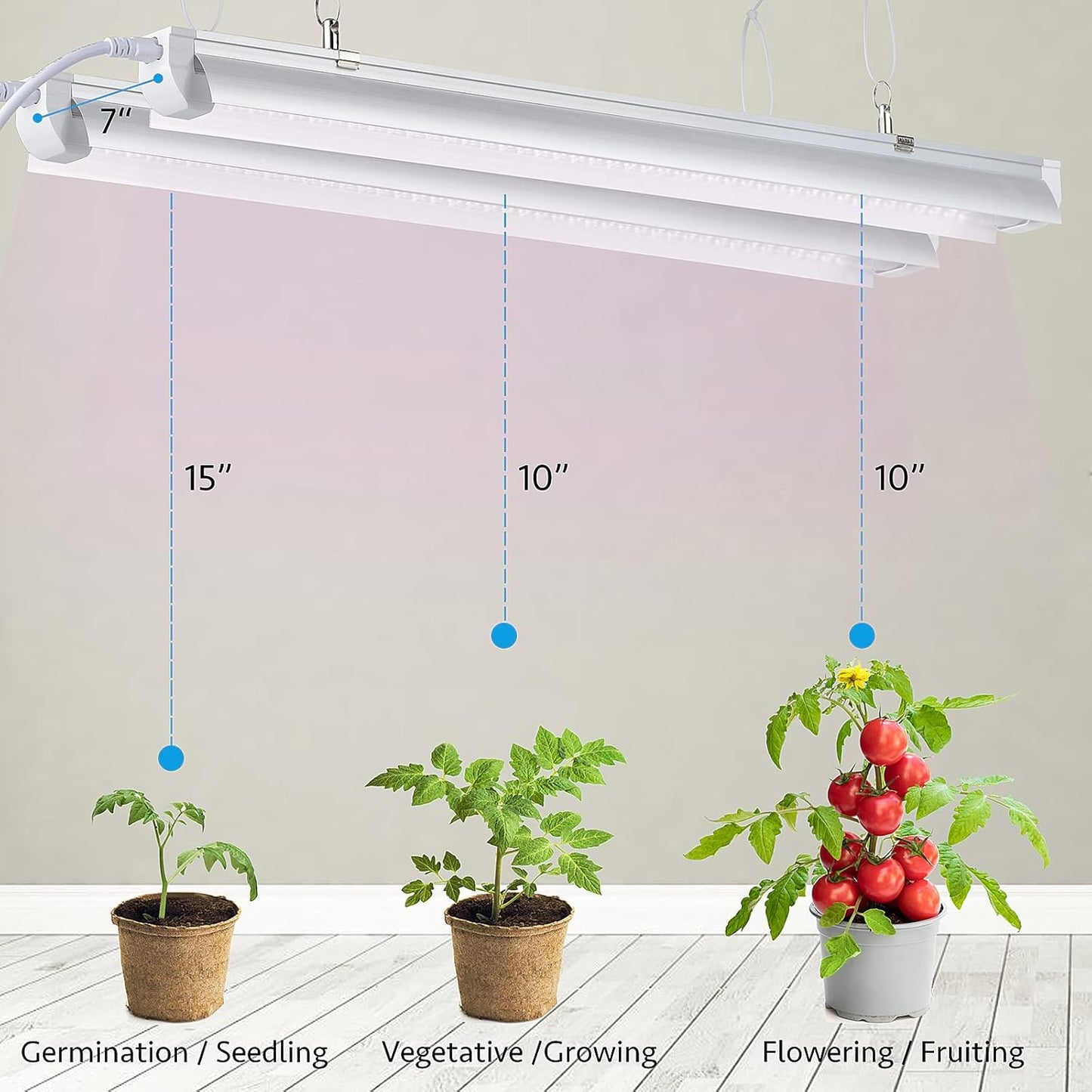 Grow Light, 2ft T8,150W(6 x 25W, 900W Equivalent), Super Bright, Full Spectrum Sunlight Plant Light, LED Grow Light Strips, Grow Light Bulbs for Indoor Plants,Greenhouse,6-Pack