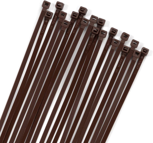 XINGO 100PCS Cable Zip Ties Heavy Duty, Premium Nylon Plastic Wire Ties with 50 Pounds Tensile Strength, Self-Locking Black Nylon Zip Ties for Indoor and Outdoor (6 inch, Brown)