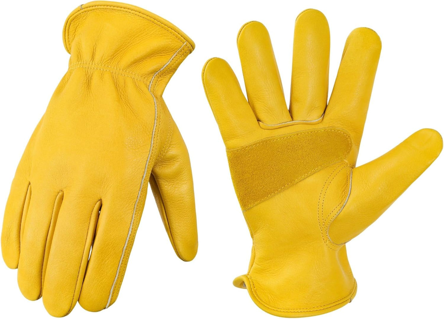 DULFINE Leather Work Gloves for Men &amp; Women, Reinforced Durable Gardening Gloves,Cowhide Work Gloves,Puncture &amp; Cut Resistant