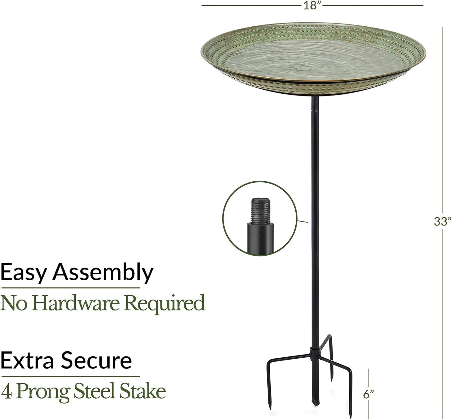 Good Directions Blue Verde Bird Bath on Garden Pole 18"