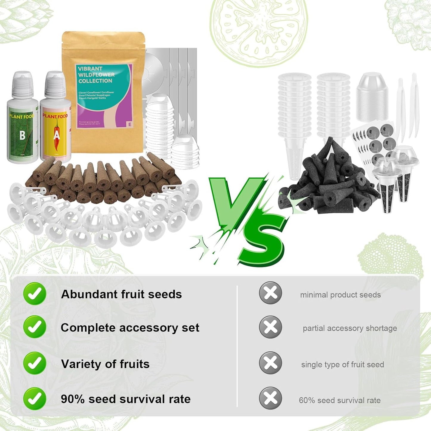 inbloom 12-Pod Flower Seed Pod Kit for AeroGarden, iDOO, Ahopegarden, MUFGA Hydroponic Growing System, Included French Marigold, Snapdragon, Dwarf Petunia, Coneflower, Dahlia, Cornflower, 400+ Seeds