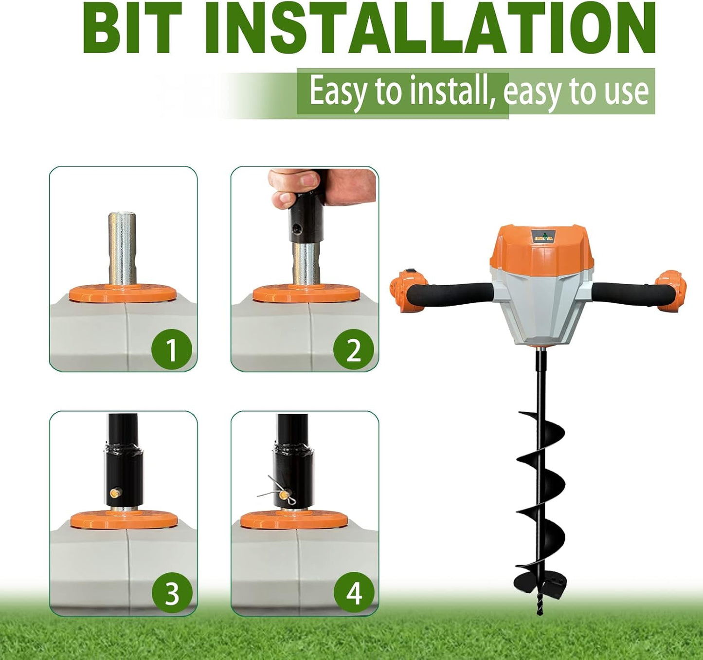 LONGRUN Post Hole Auger for Garden Fence Post, 6" x 31.5" Earth Auger Drill Bit, 0.79”(20mm) Inner Shaft Auger Bit for Planting Trees and Bedding, Bulbs, Seedlings, Gardening, Large Fencing Digger