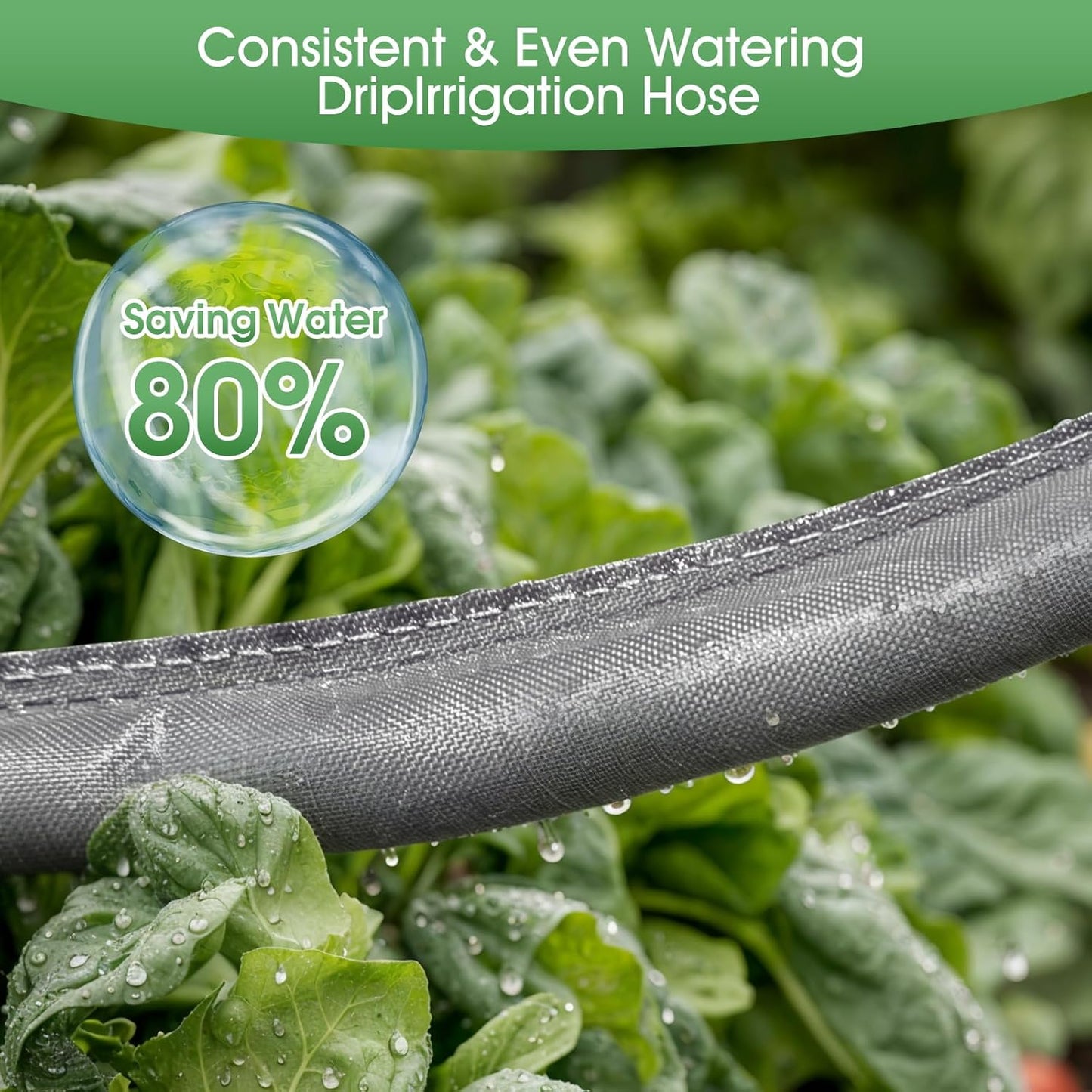 Flat Soaker Hose for Garden Beds 50 ft,Linkable Drip Irrigation Hose Save 80% Water, Leakproof Watering Hose with Holes, Duty Double Layer Flexible Leakproof